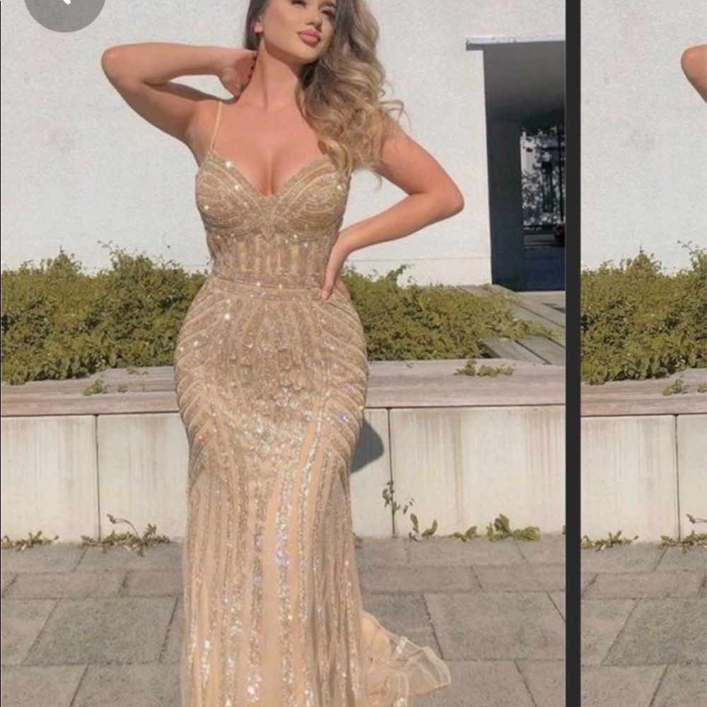 Luxurious Mermaid sweetheart champagne long prom evening dres